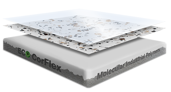 Epoxy flooring Mica Media Stone Silicate garage floor coating layered illustration